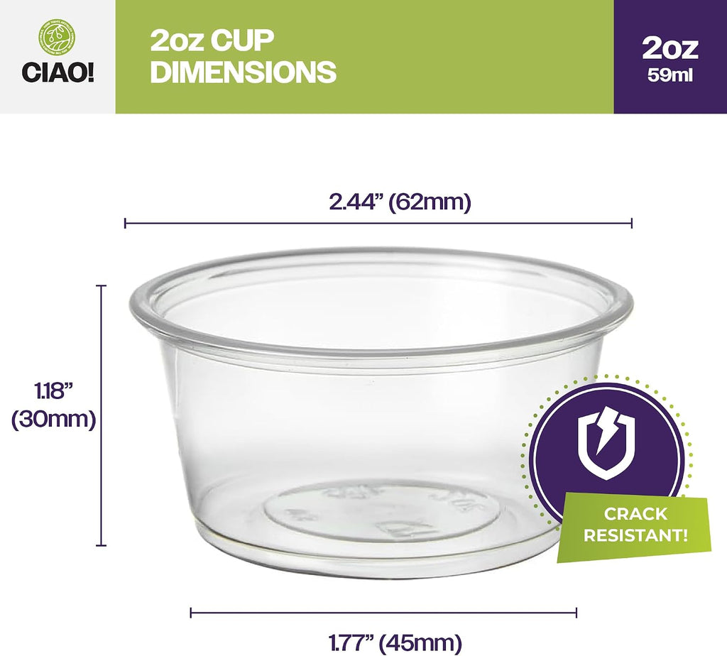 2OZ PP Clear Portion Cup, Lids Sold Separately (Case of 2,500)