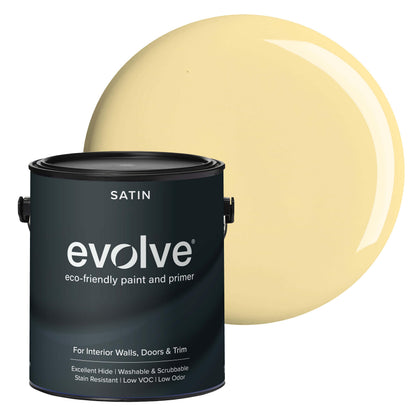 Interior Paint & Primer, Satin (Honey Yellow), 1 Gallon – Available in 50+ Colors, One-Coat Coverage, Excellent Hide