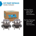 TRQ 2 Piece Rear Wheel Bearing & Hub Assembly Set