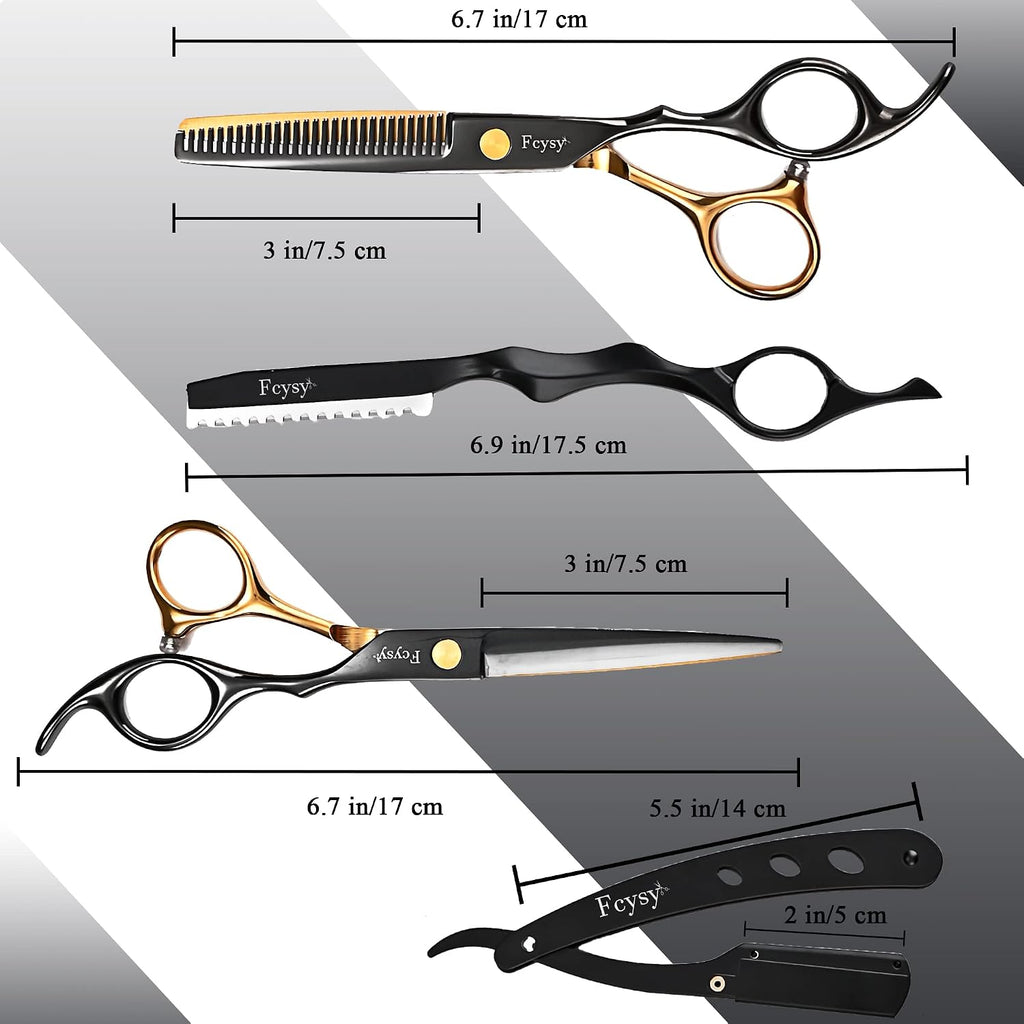 Professional Hair Shears Thinning Scissors Set, Fcysy Barber Shears Hair Cutting Scissors Kit, Hairdresser Trimming