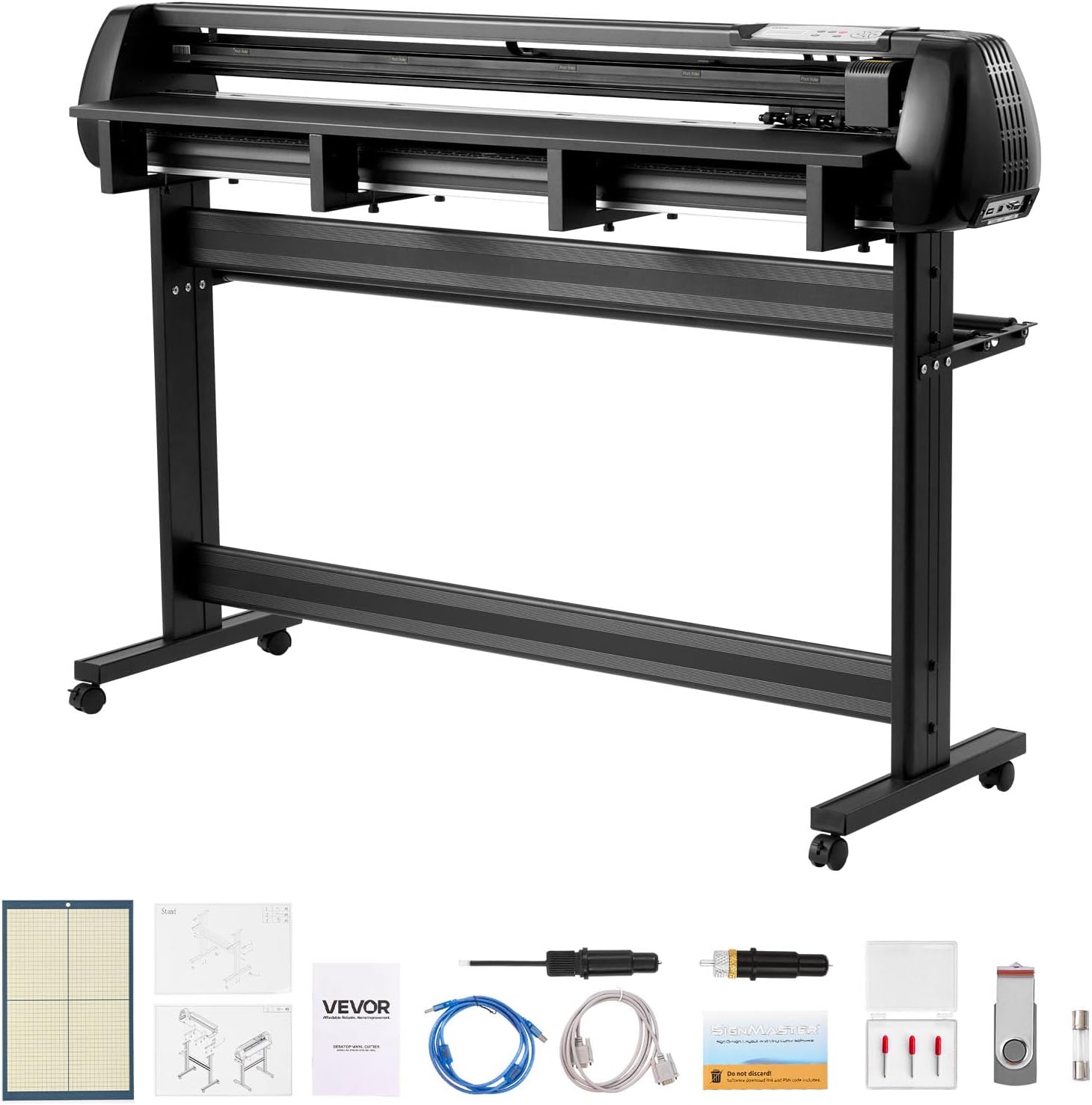 Vinyl Cutter Machine, 53 inch Max Feed Width, Dual Blades, Adjustable Force and Speed, LED Display, Vinyl Plotter
