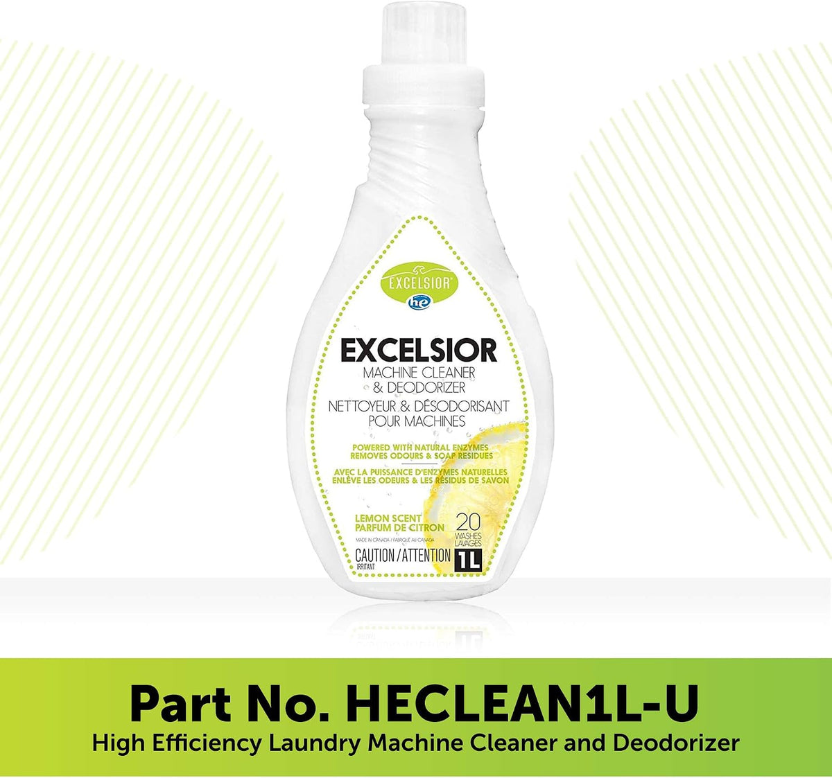 Excelsior HE Washing Machine Cleaner & Deodorizer, 20 Uses, 1 Liter