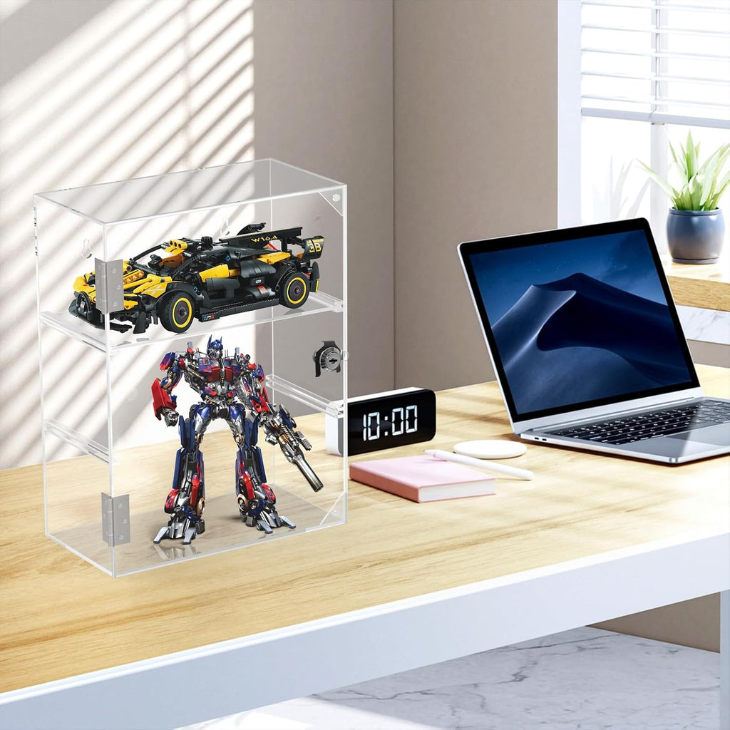 3 Tier Acrylic Display Case, Clear Countertop Cabinet with Lock | Removable Shelves, 4mm Hard Acrylic, No Assembly