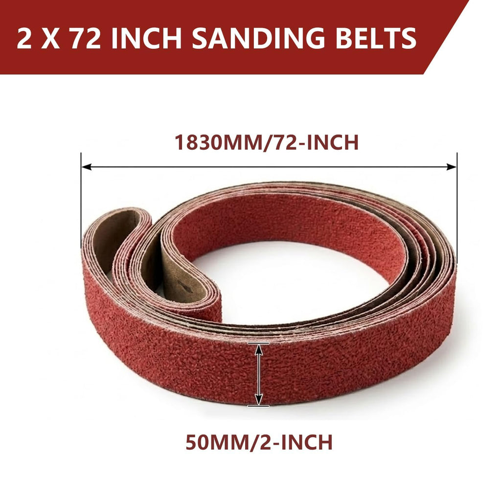 2x72 Inch Ceramic Sanding Belts (36/40/60/80/120 Grits) 5 Pcs