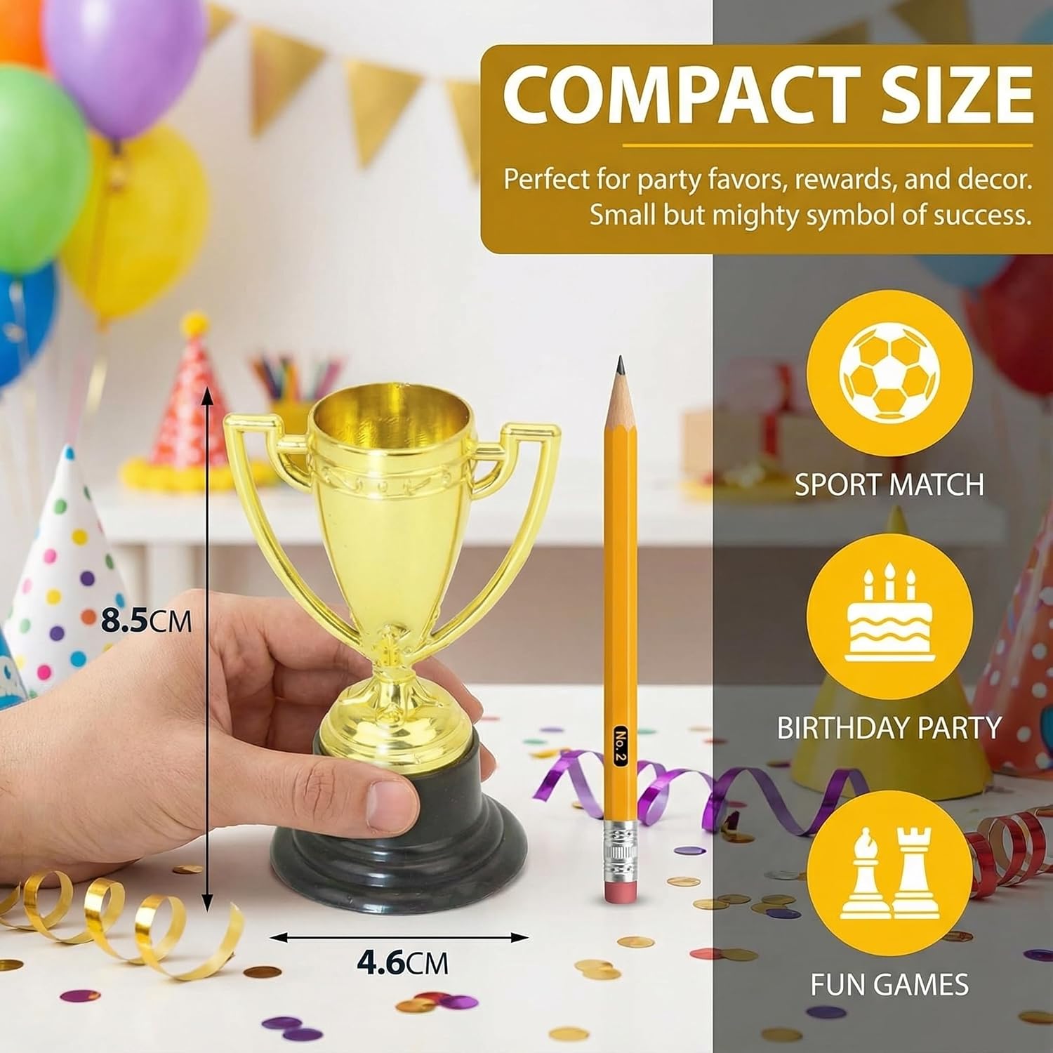 Mini Trophy Cups - Small Gold Trophies for Kids - Party Award Trophies for Sports Tournaments, Competitions and Parties