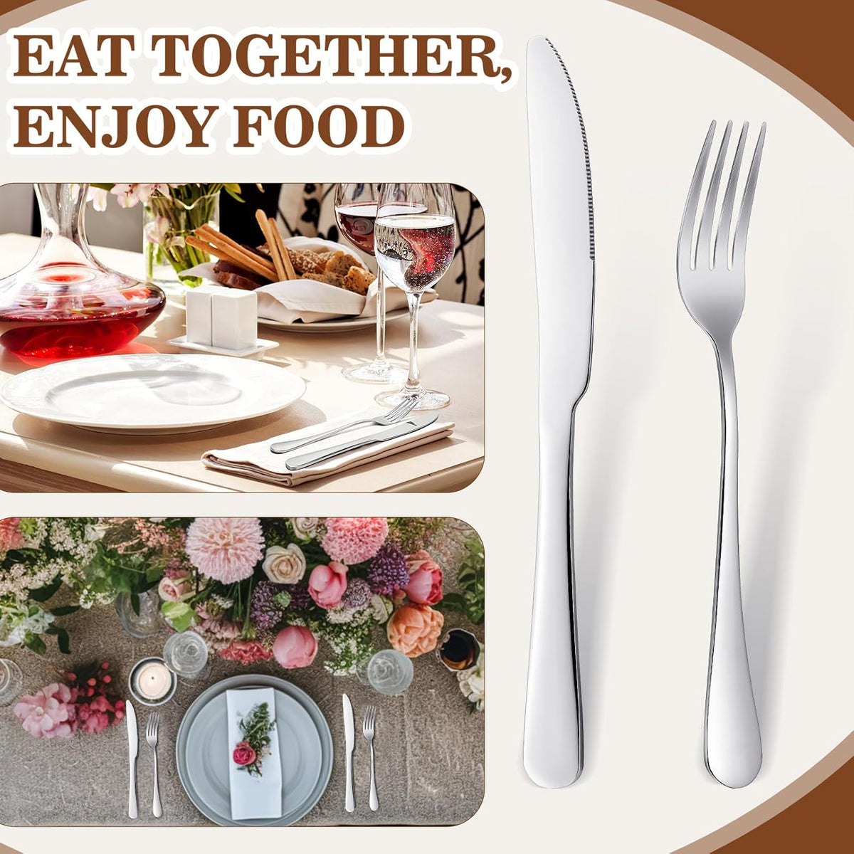 50 Pcs Stainless Steel Forks and Knives, Forks Silverware Set