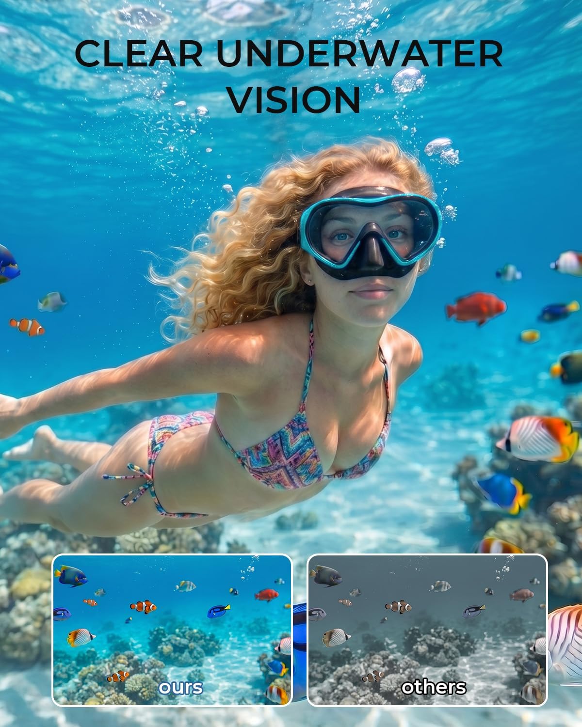 Snorkel Mask Adults 180° Panoramic Anti-Fog Leak-Proof Diving Goggles Swimming Gear