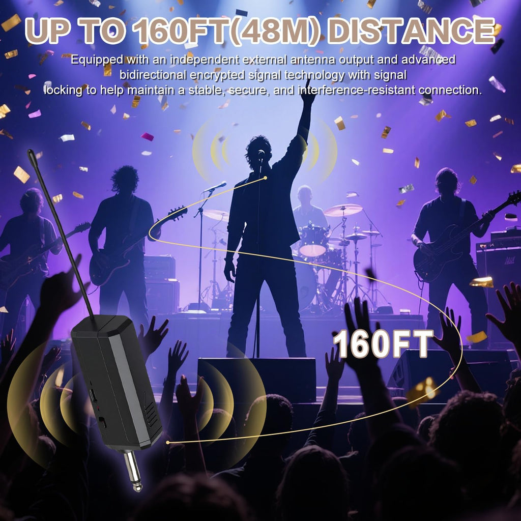 Wireless Microphone, Rechargeable Fixed Frequency Handheld Wireless Mic, Dual Cordless Dynamic Mic with Rechargeable
