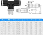 TAILONZ 1/4" OD x 1/8" MNPT Push to Connect Branch Tee Fitting 10Pcs