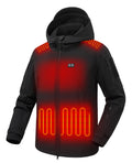 Men's Heated Jacket with 7.4V Battery Pack, 12 Heating Zones, Dual Control Soft Shell Heating Jacket Coat with Hood