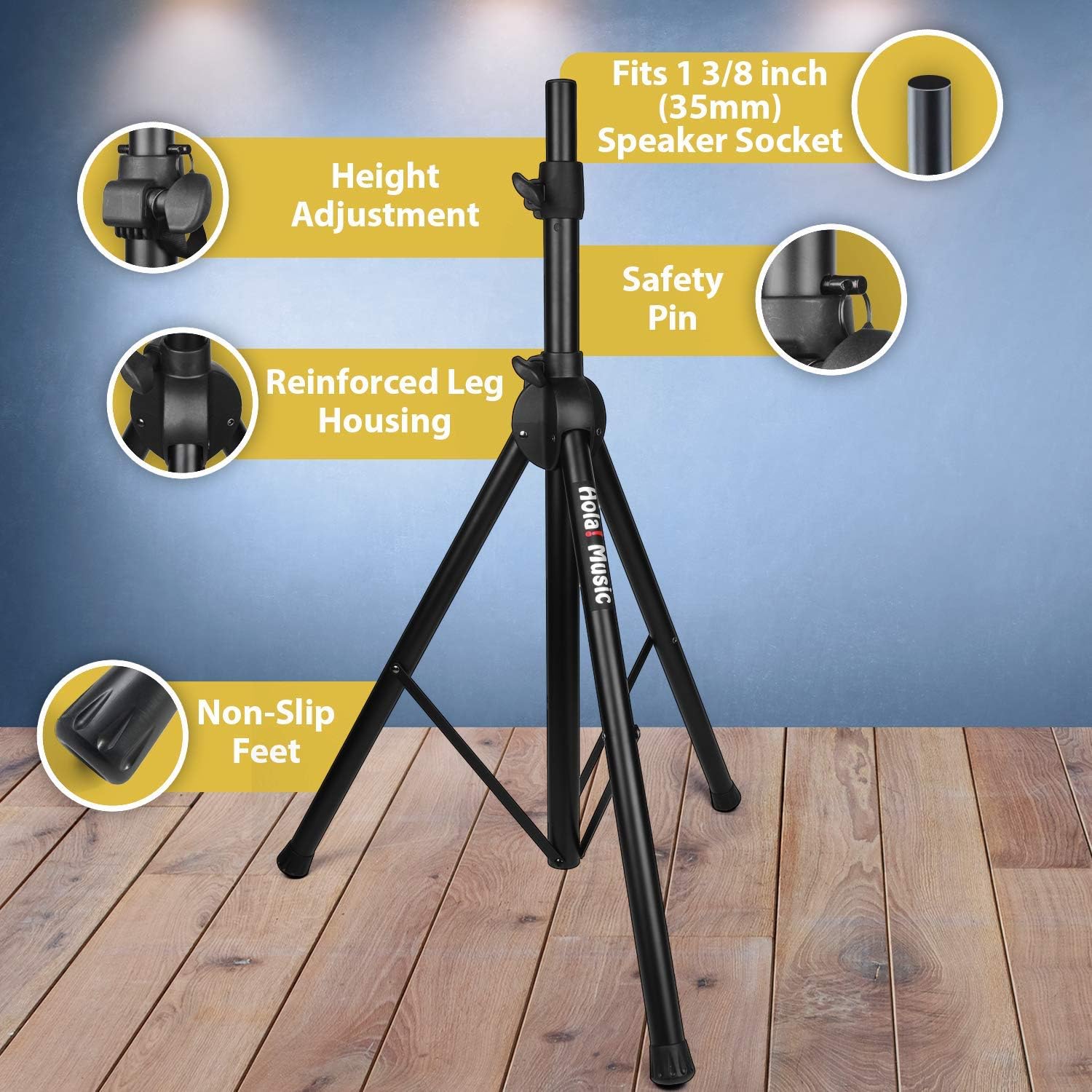 Pair PA Speaker Stands Heavy Duty Tripod Adjustable 4-6ft