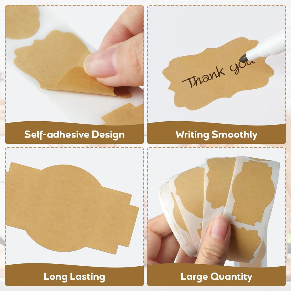 Kraft Brown Mason Jar & Bottle Label Stickers, 2"x1.2", 300PCS