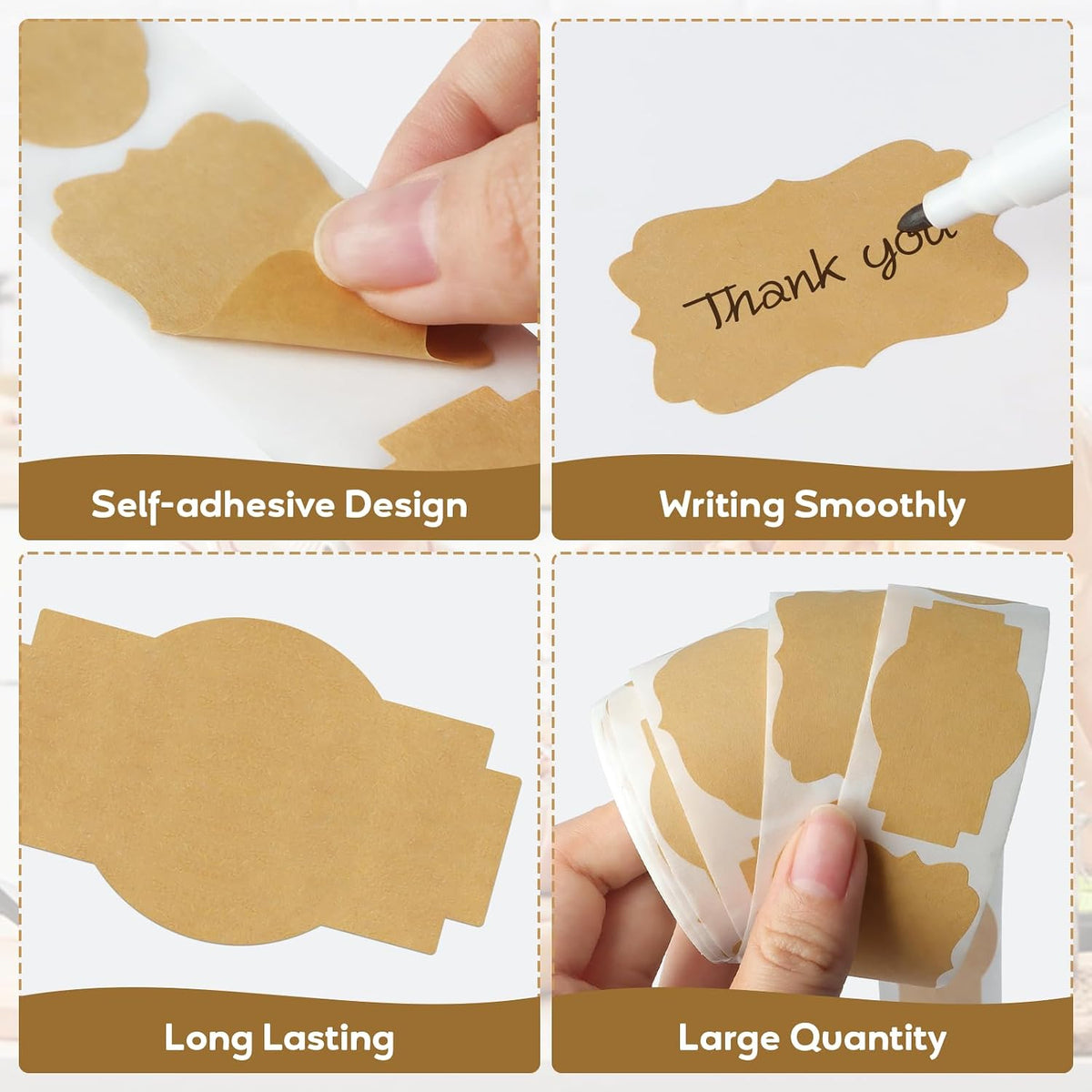 Kraft Brown Mason Jar & Bottle Label Stickers, 2"x1.2", 300PCS