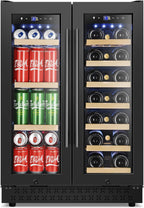 24" Dual Zone Wine and Beverage Refrigerator Quiet Black
