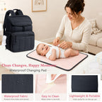 Puffy Diaper Bag Backpack for Mom, Large Quilted Baby Backpack