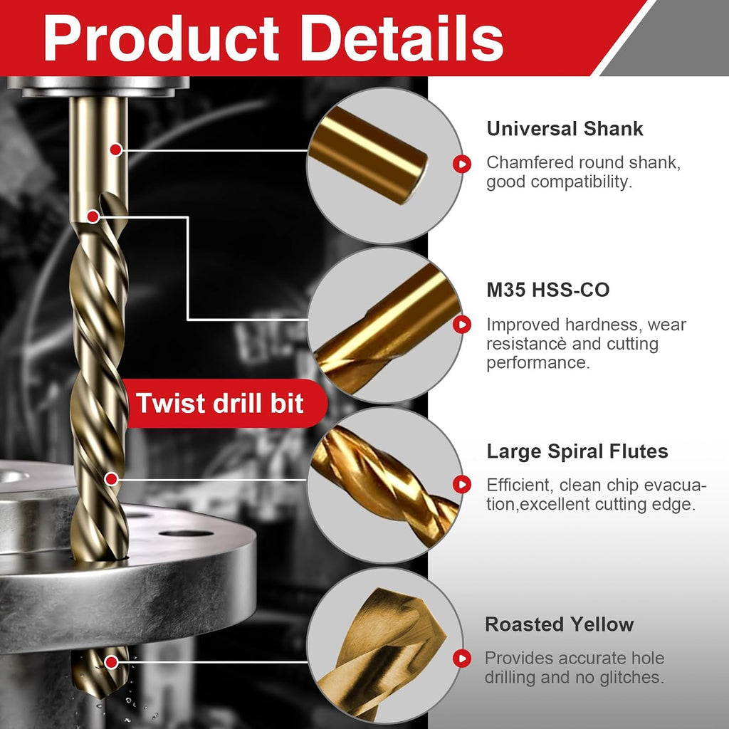 M4x0.7 Tap and 3.3mm Drill Bit Set, HSS M2 Taps and M35 Cobalt Drill Bits