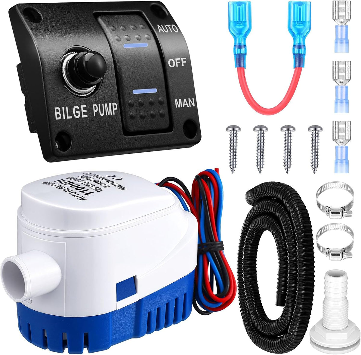 Boat Bilge Pump Automatic 12v 24v 3 Way Switch Panel, 1100gph, 15a