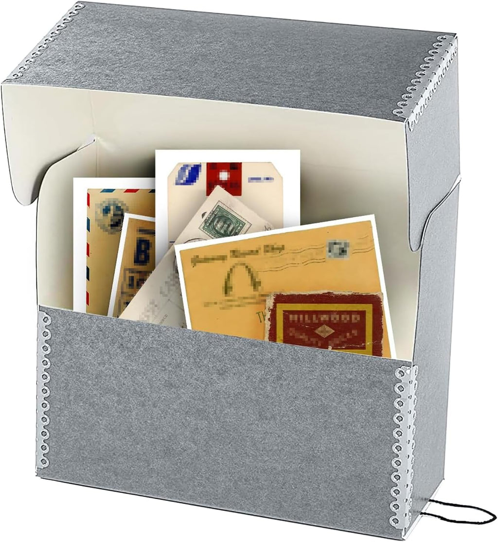 Archival Document Storage Box with Metal Edge, Acid-Free Gray Boxboard, Organize Files, Prints, Photos, Letter-Sized