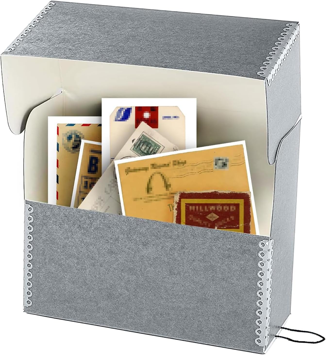 Archival Document Storage Box with Metal Edge, Acid-Free Gray Boxboard, Organize Files, Prints, Photos, Letter-Sized