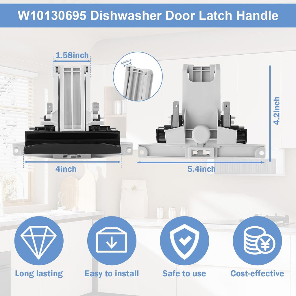 W10130695 W10275768 Dishwasher Door Latch Handle Black Compatible with Whirlpool Maytag Dishwasher Parts WPW10130695 Quiet Series 300 Handle WPW10275768 AP6018386 WPW10275768 PS11751688 MDB7600AWS