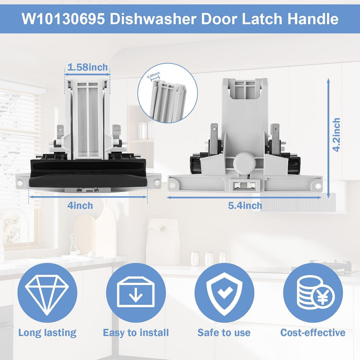 W10130695 W10275768 Dishwasher Door Latch Handle Black Compatible with Whirlpool Maytag Dishwasher Parts WPW10130695 Quiet Series 300 Handle WPW10275768 AP6018386 WPW10275768 PS11751688 MDB7600AWS