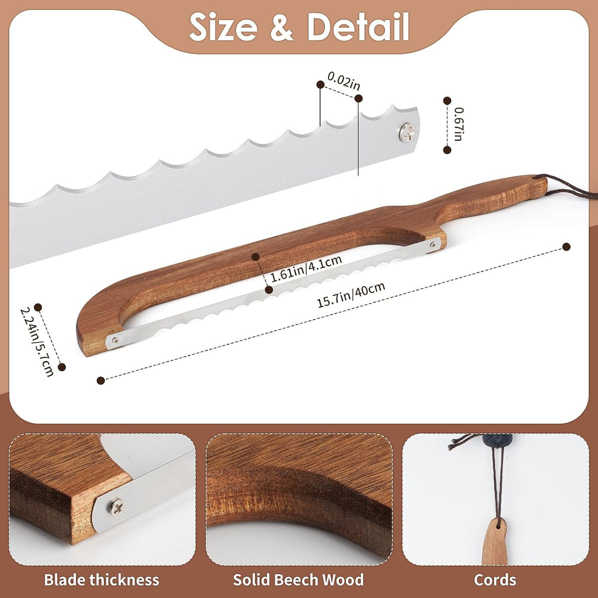 Bread Slicer for Homemade Bread, 15.7-Inch Serrated Sourdough Knife