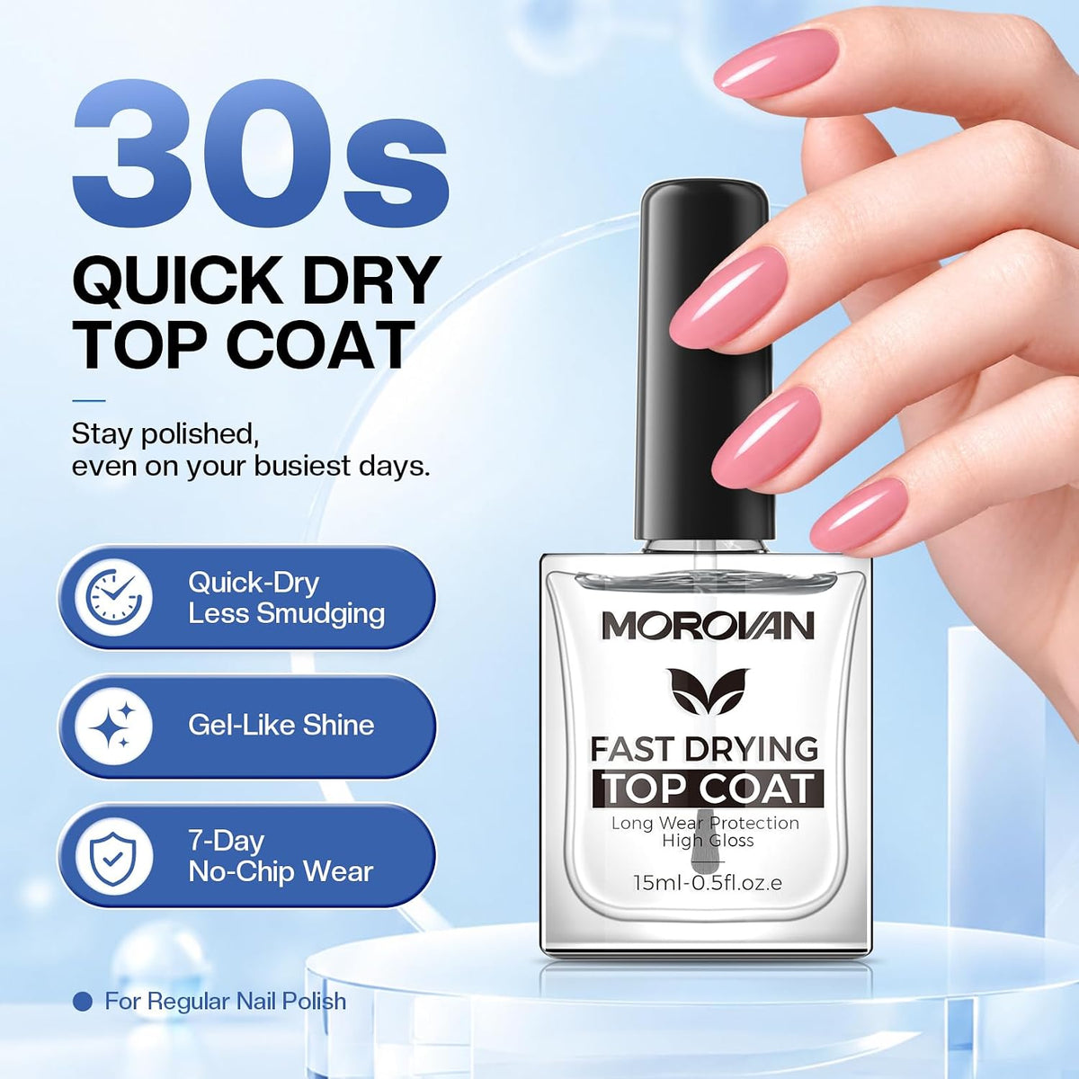 Top Coat Nail Polish: 30s Quick Air Dry Top Coat Clear Nail Polish
