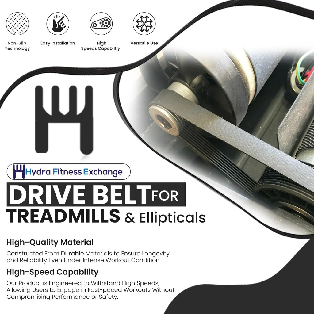 Main Motor Drive Belt 19” L, 10 Ribs Micro v Poly V Transmission Belt - High Strength Black Rubber OEM Equivalent Replacement P/N 3204201 for Treadmill Work with Life Fitness T3