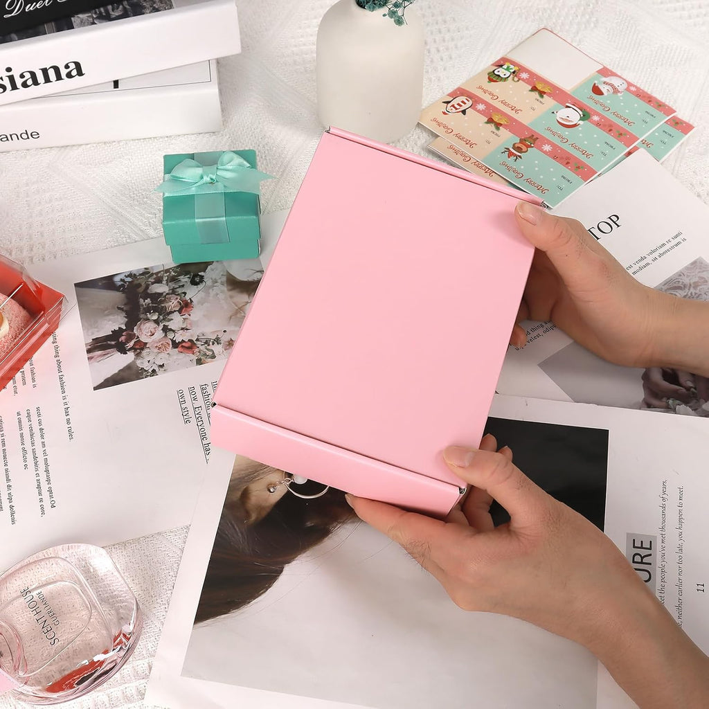 6x4x1.6 Pink Shipping Boxes for Small Business, 50 Pack Small Shipping boxes, Corrugated Cardboard Boxes for Shipping