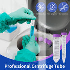 Centrifuge Tubes 15mL, Conical Tubes Sterile 50 PCS, Polypropylene, Leak-Proof Screw Caps, Plastic Container with