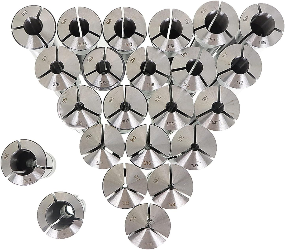 waltyotur R8 Collet Set 1/16-3/4" R8 Mill Spindle Taper 0.0006 TIR 23 Pack