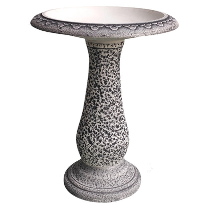 Bird Bath for Outside 23 Inch Speckled White - Stone-Resin Composite Pedestal Birdbath Bowl - Decorative Standing