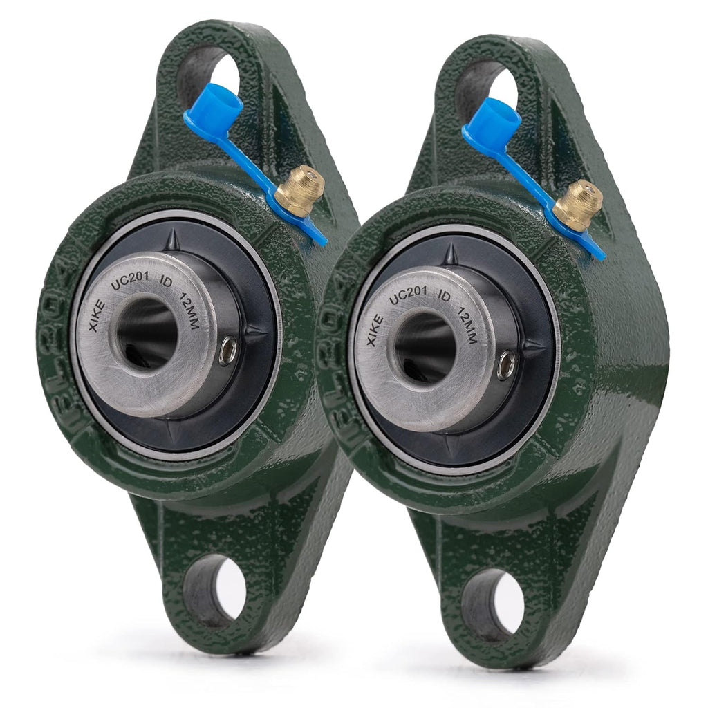 XIKE 2 Pcs UCFL201 Bore 12 mm Pillow Block Flange Mounted Ball Bearings.