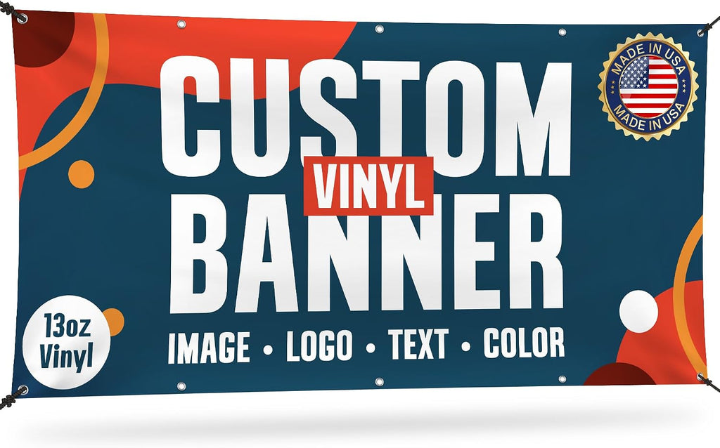 Custom Banner, Personalized Vinyl Banners Sign for Business, Event, Birthday, Party Decor, Indoor or Outdoor Vinyl