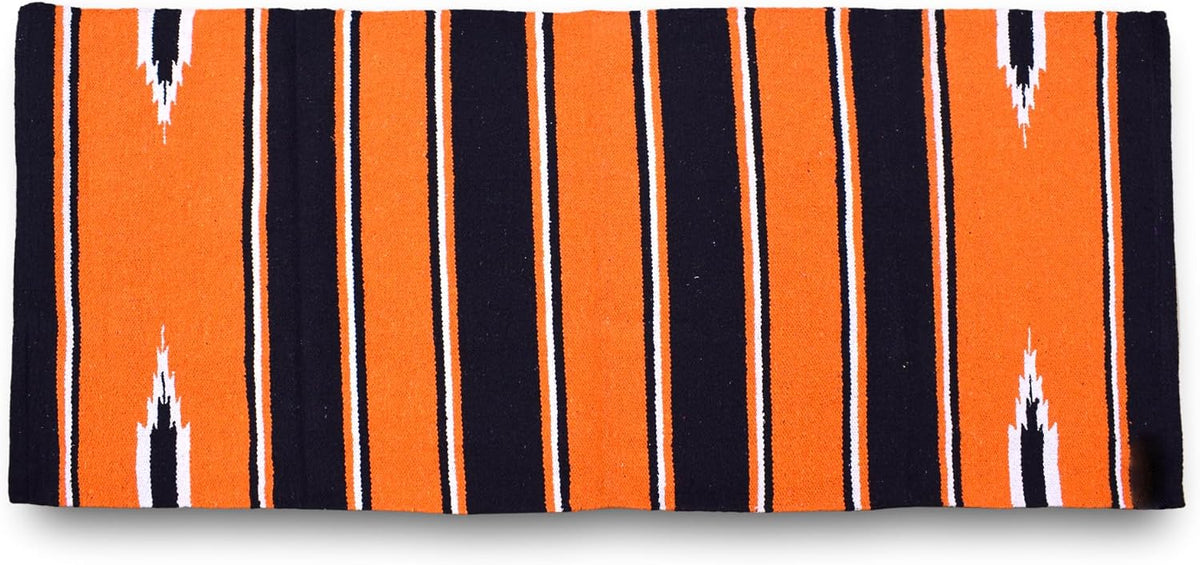 Navajo Horse Saddle Blanket, 30 inch by 60 inch, Western Style (Orange/Black)
