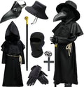 Plague Doctor Costume Kids Scary Halloween Costumes Outfits 130 | Halloween Mask Hat Cane Robe Hood Goves