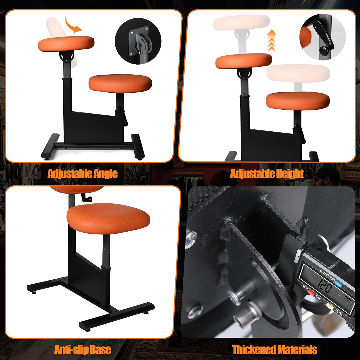 Professional Adjustable Tattoo Armrest Chair - 26 lb Lightweight, 30-40inch Backrest & 19-22inch Seat Height