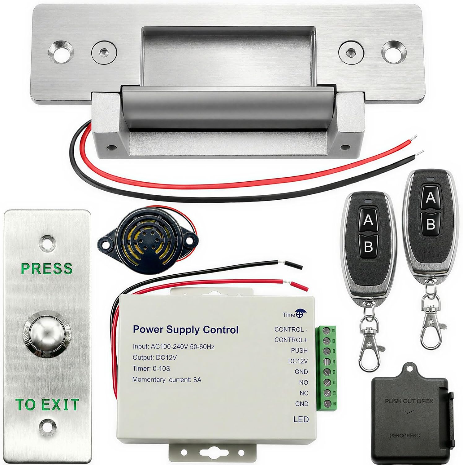 Upgraded Electric Strike Door Lock Kit with Wireless Remote, Button & Buzzer, Fail-Secure/Fail-Safe Adjustable Access