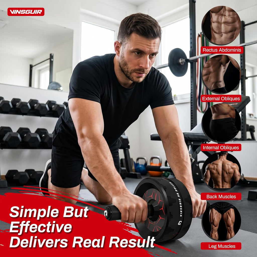 Ab Roller Wheel, Abs & Core Workout Equipment for Home Gym with Knee Pad Accessories, Abdominal Wheel for Full-body