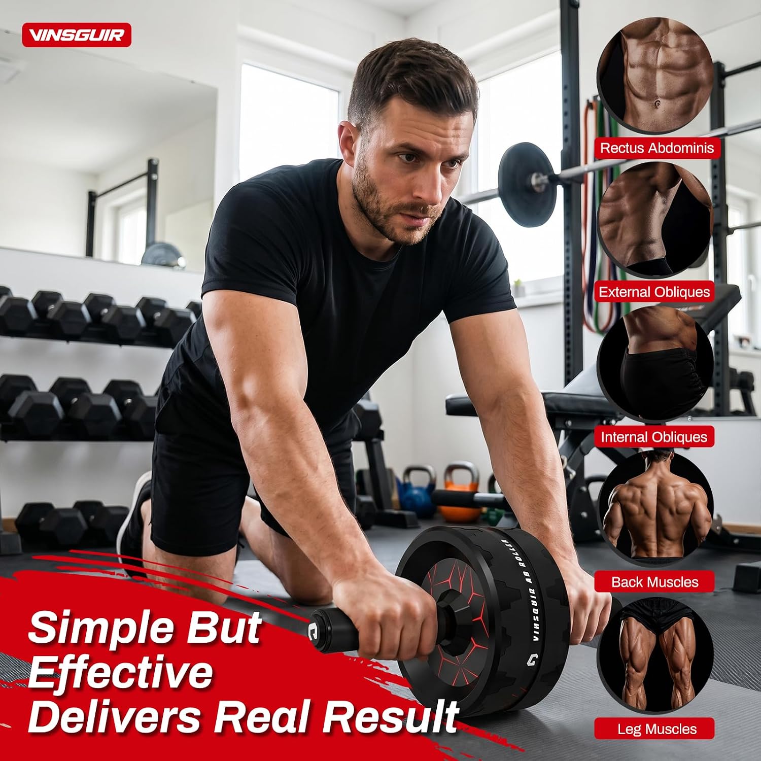 Ab Roller Wheel, Abs & Core Workout Equipment for Home Gym with Knee Pad Accessories, Abdominal Wheel for Full-body