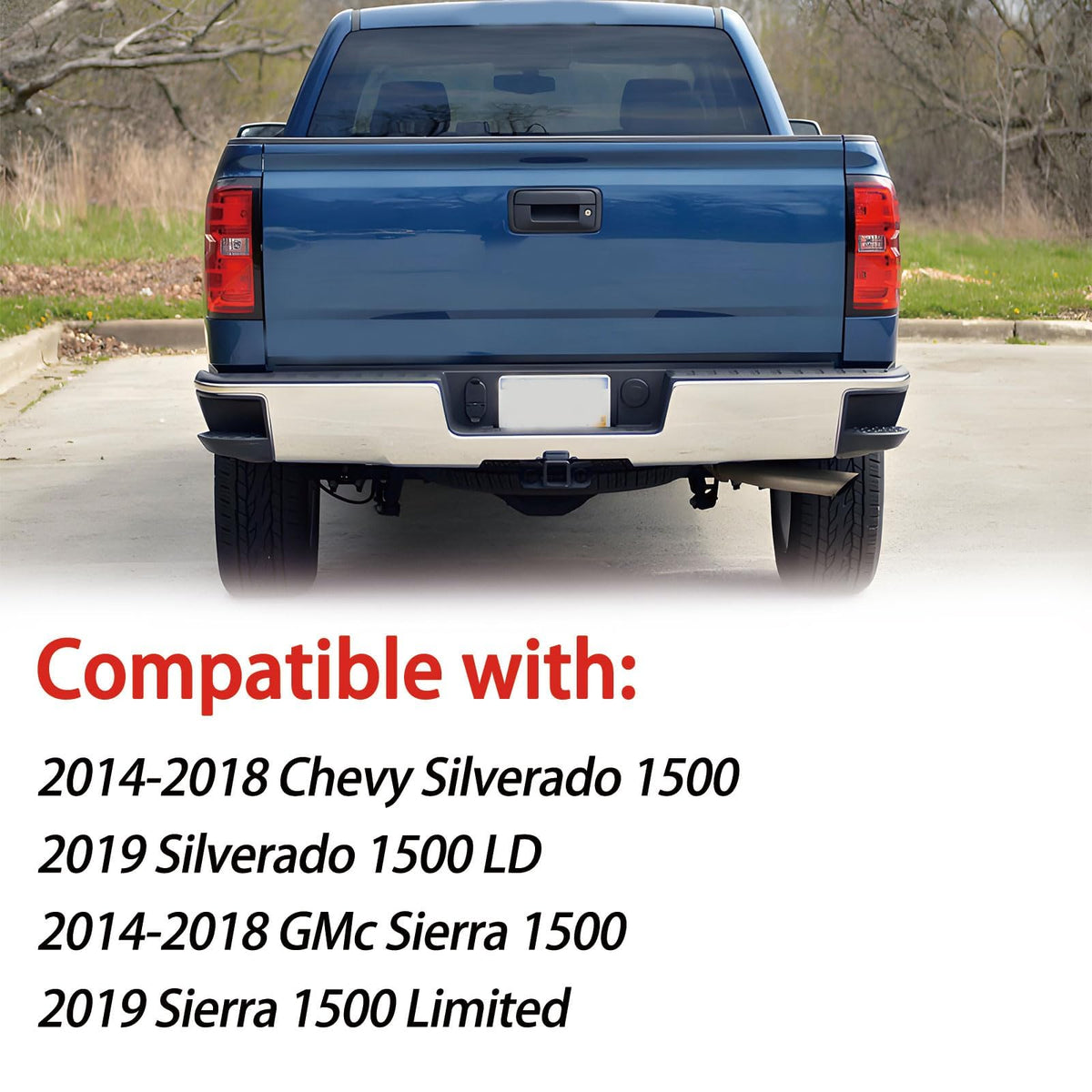 Rear Step Bumper Assembly for 2014-2018 Chevy Silverado 1500 Chrome Steel
