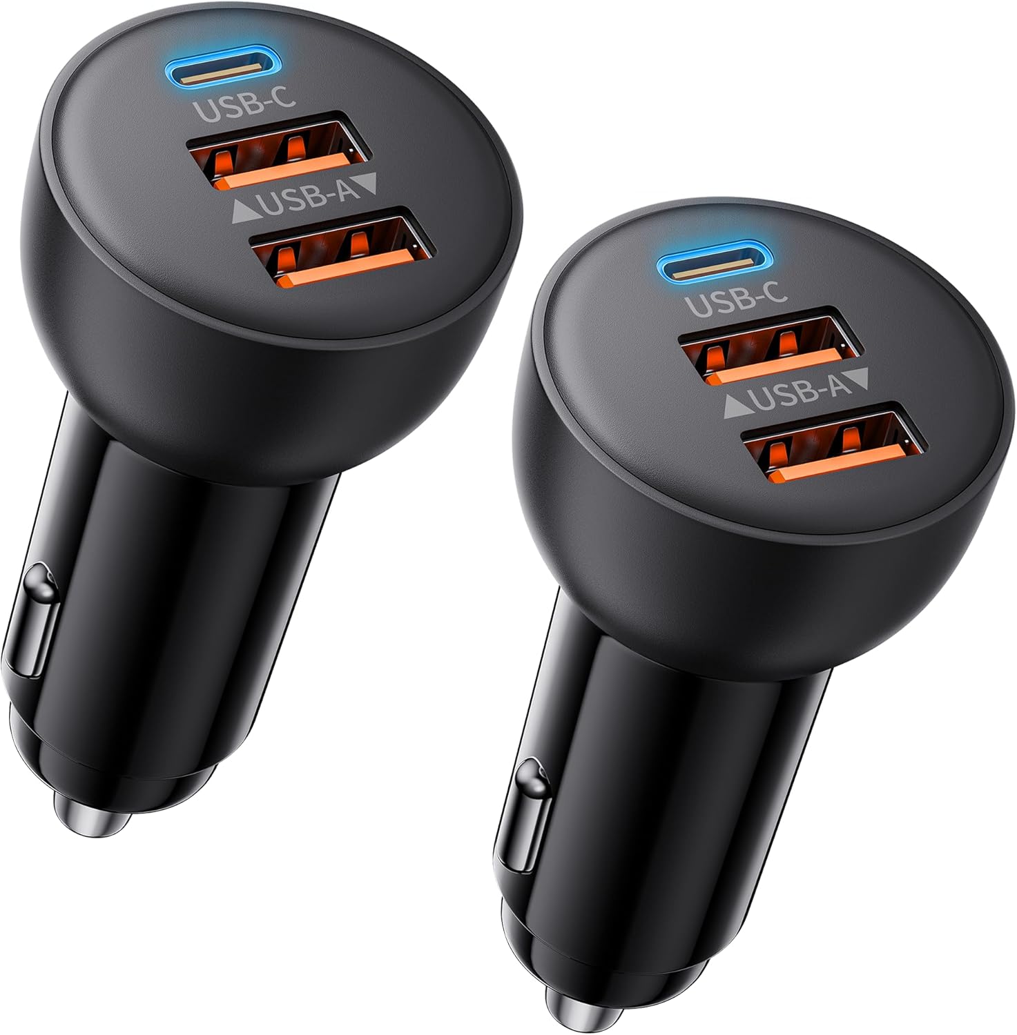 USB C Car Charger, 2 Pack 70W 3-Port PD/QC Fast Charging Cigarette Lighter USB Charger Car Phone Adapter Accessories