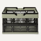 Collapsible Plastic Grocery Shopping Baskets with Ergonomic Handles, Stackable, 6.6 Gallon Capacity, Green, 3 Pack