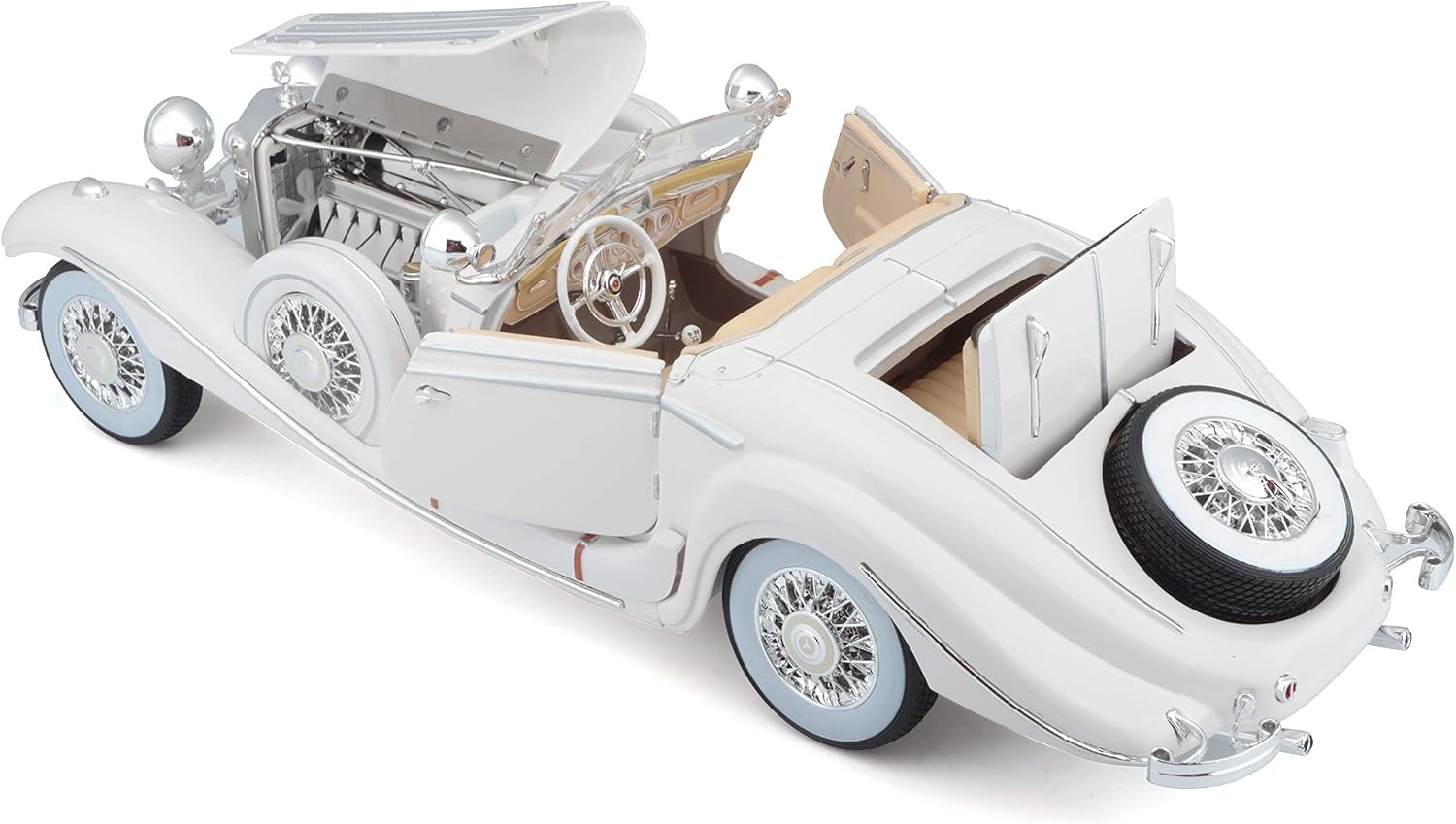 1936 Mercedes Benz 500 K Special Roadster White 1/18 Diecast Model Car by Maisto