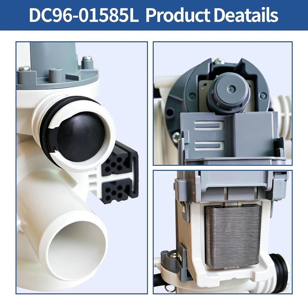 DC96-01585L Washer Drain Pump, Replacement for WF210ANW/XAA-04 WF361BVBEWR/A2-01 WF433BTGJWR/A1-00 WF433BTGJWR/A2-00 Washing Machine, compatible with SAM SUNG washing machines