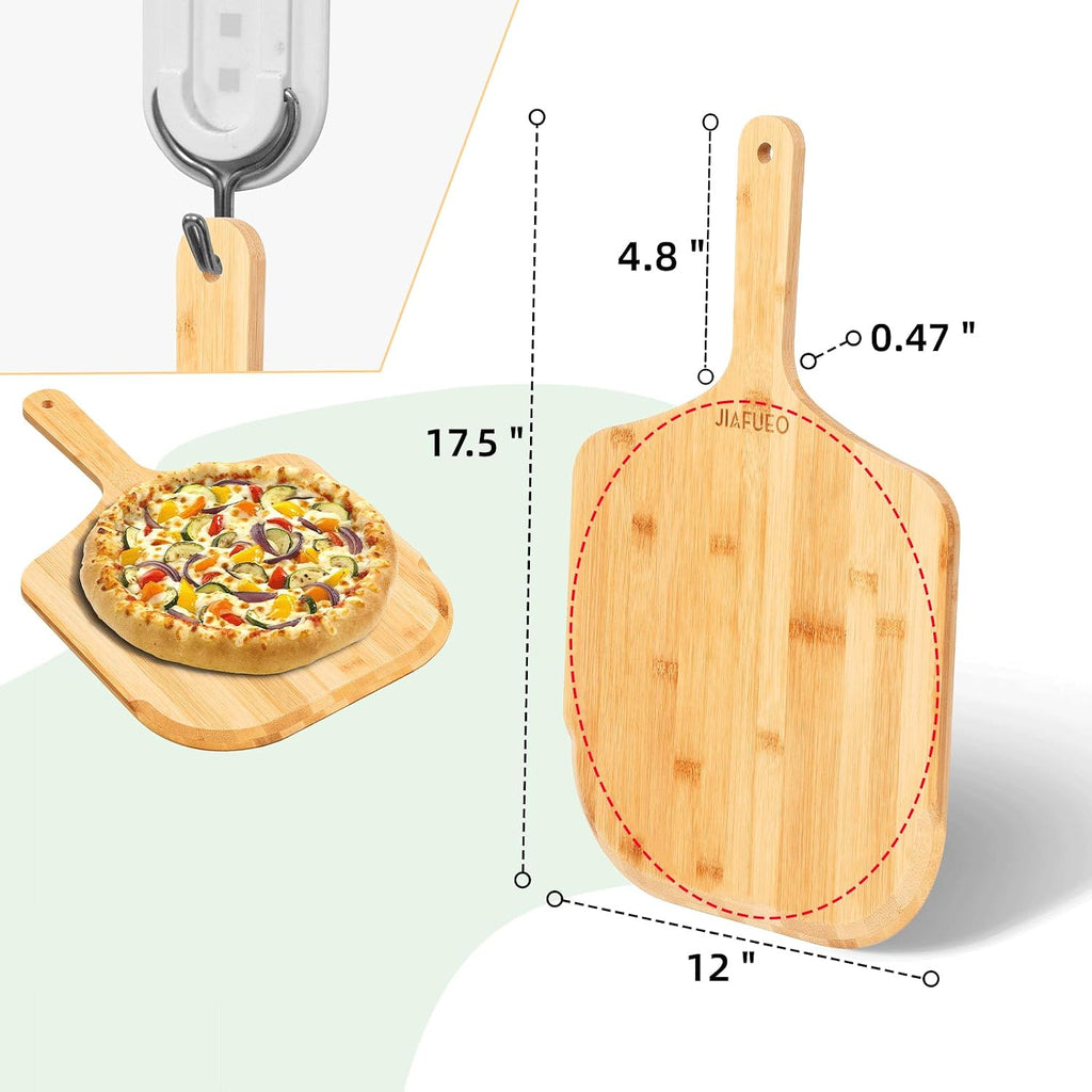 Pizza Peel 12 inch, Bamboo Pizza Paddle Spatula