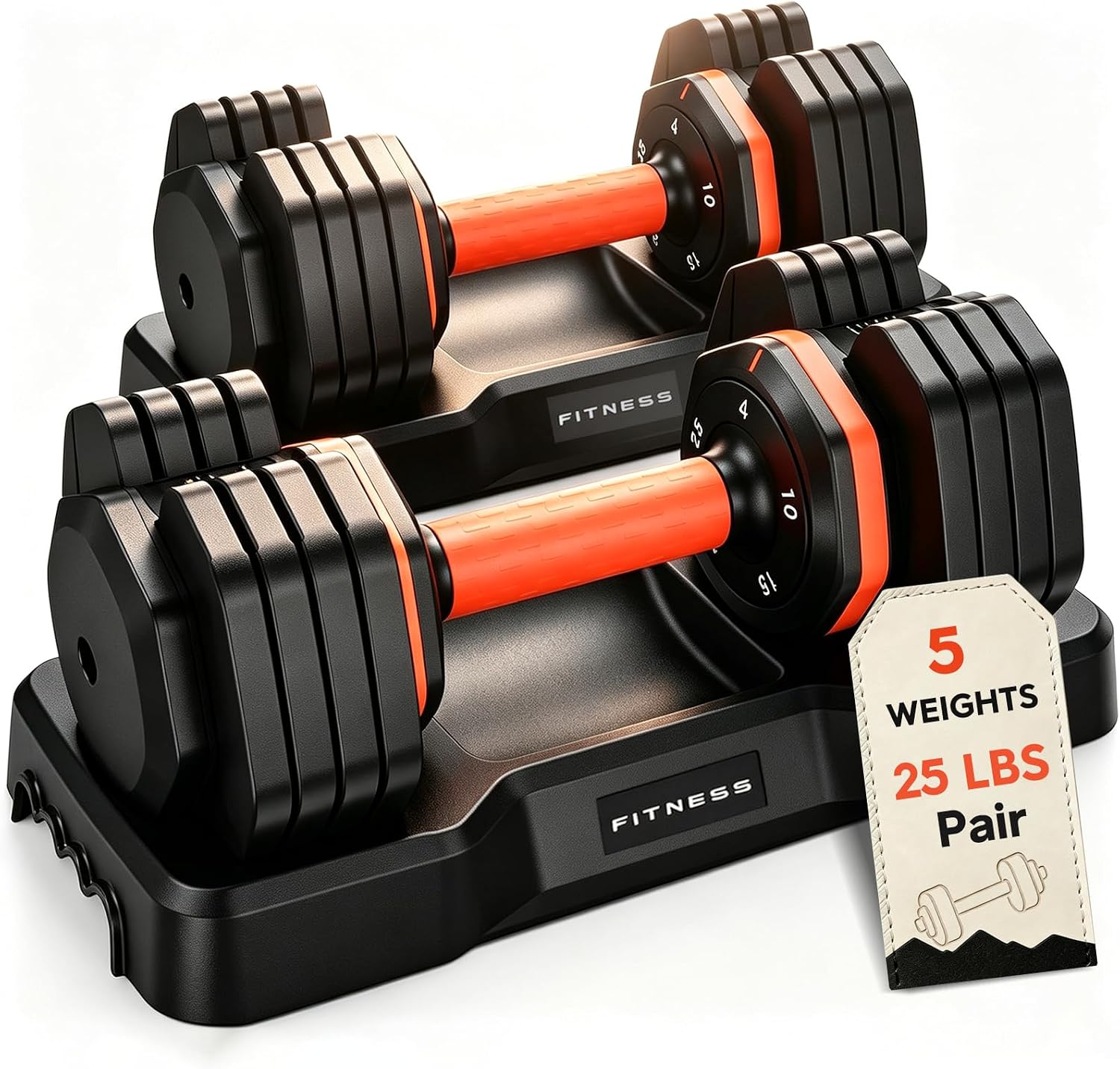DB1 QuickDial Adjustable Dumbbell Set, Adjustable Free Weights with Storage Box, 110lb/105lb/50lbs Quick Change for