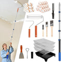 Paint Roller Kit with Extension Pole, 2-4FT Adjustable Pole, Professional 27-Piece Paint Kit, 4"9" Paint Rollers