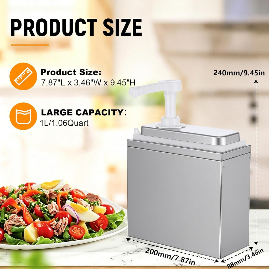 1L Sauce Dispenser Pump, Leak-Proof Condiment Pump Station