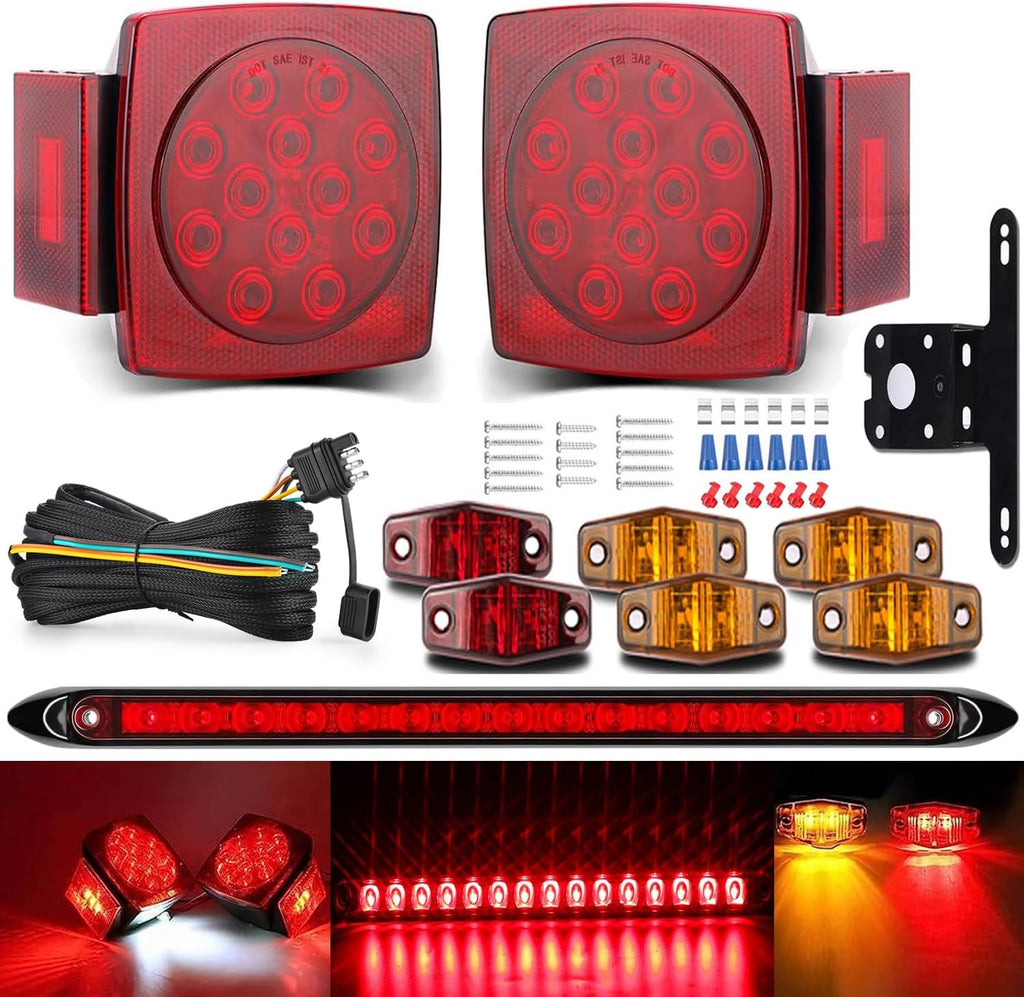 Boat Trailer Lights Kit Submersible 15-LED Brake IP67